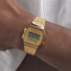 Outlet CASIO COLLECTION Montre Vintage 2 Tons cadran doré fond champagne bracelet acier doré