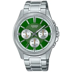 Online CASIO COLLECTION Montre Vert cadran argenté fond vert bracelet acier argenté