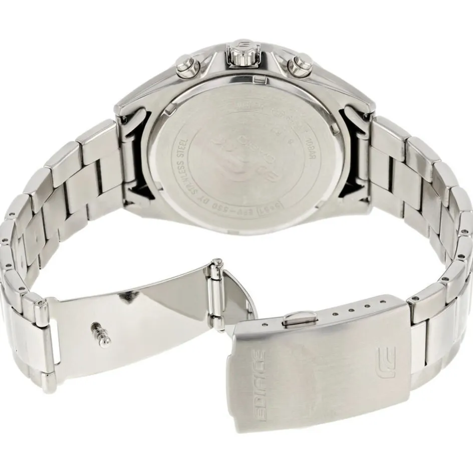 Best CASIO EDIFICE Montre Noir cadran argenté fond noir bracelet acier argenté