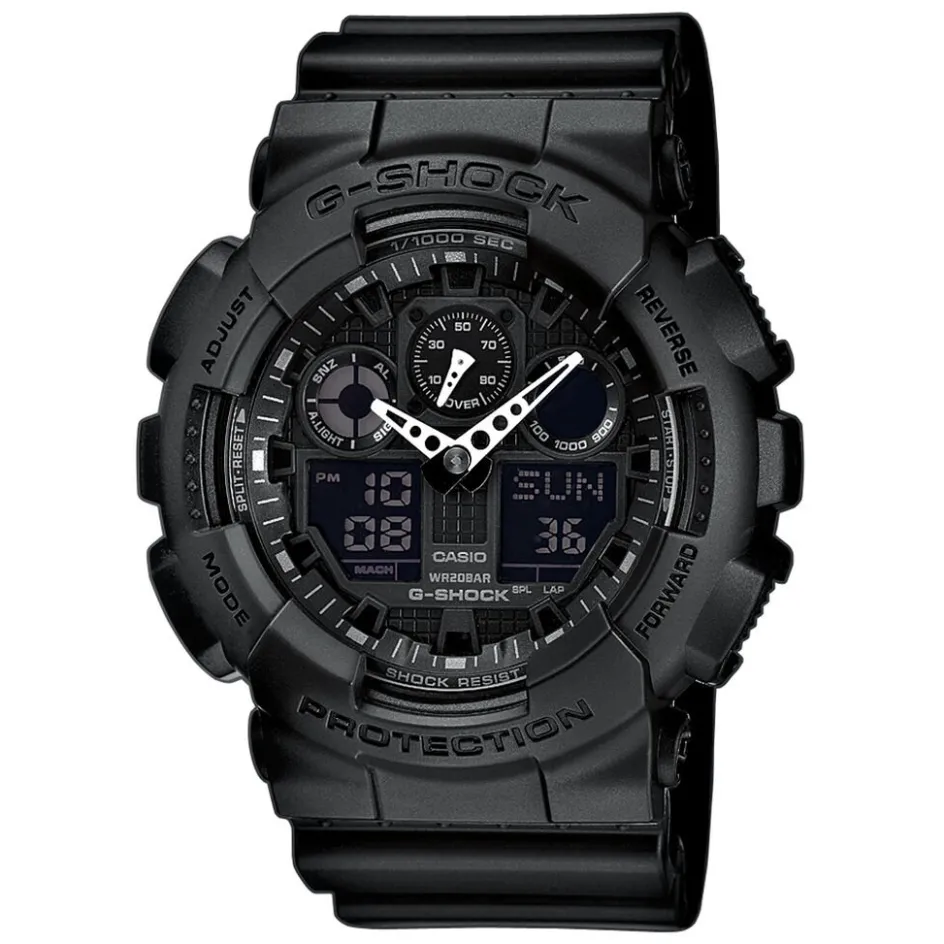 Best CASIO G-SHOCK Montre Black & White Noir cadran noir fond noir bracelet résine noire