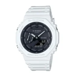 Hot CASIO G-SHOCK Montre Classic Noir cadran blanc fond noir bracelet résine blanc