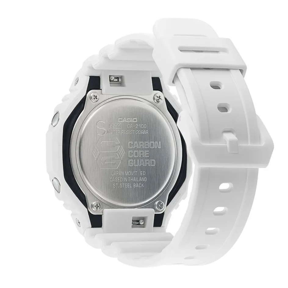 Hot CASIO G-SHOCK Montre Classic Noir cadran blanc fond noir bracelet résine blanc
