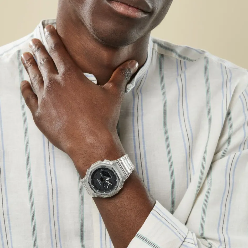 Best CASIO G-SHOCK Montre Noir cadran gris fond noir bracelet résine blanche