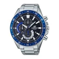 Outlet CASIO EDIFICE Montre Casio Noir cadran argenté fond noir bracelet acier argenté