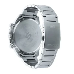 Discount CASIO EDIFICE Montre Casio Noir cadran argenté fond noir bracelet acier argenté