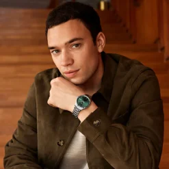 CLUSE Montre Anthéor Vert cadran argenté fond vert bracelet acier argenté