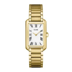 Discount CLUSE Montre Belissena Blanc cadran doré fond blanc bracelet acier doré