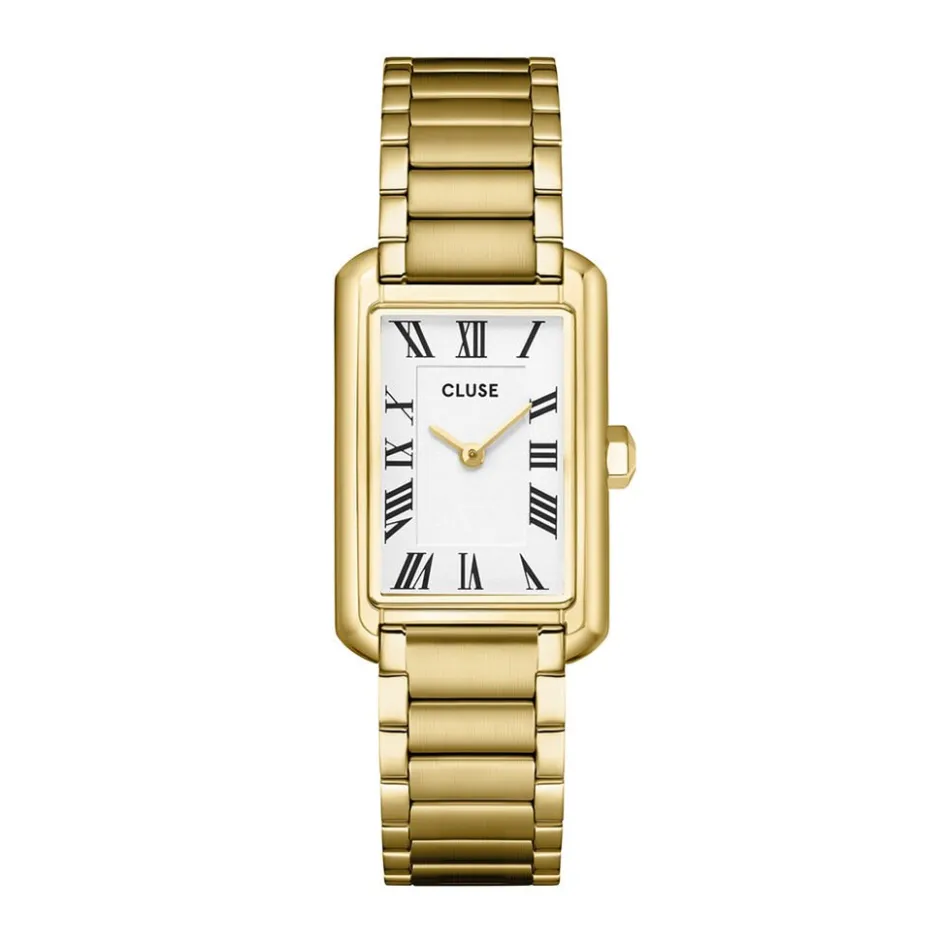 Discount CLUSE Montre Belissena Blanc cadran doré fond blanc bracelet acier doré