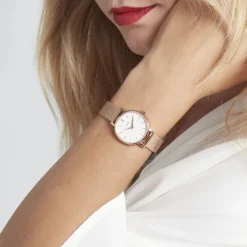 Hot CLUSE Montre Boho Chic Petite Blanc cadran doré rose fond blanc bracelet acier doré rose