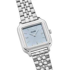 Best CLUSE Montre Gracieuse Bleu cadran argenté fond bleu bracelet acier argenté