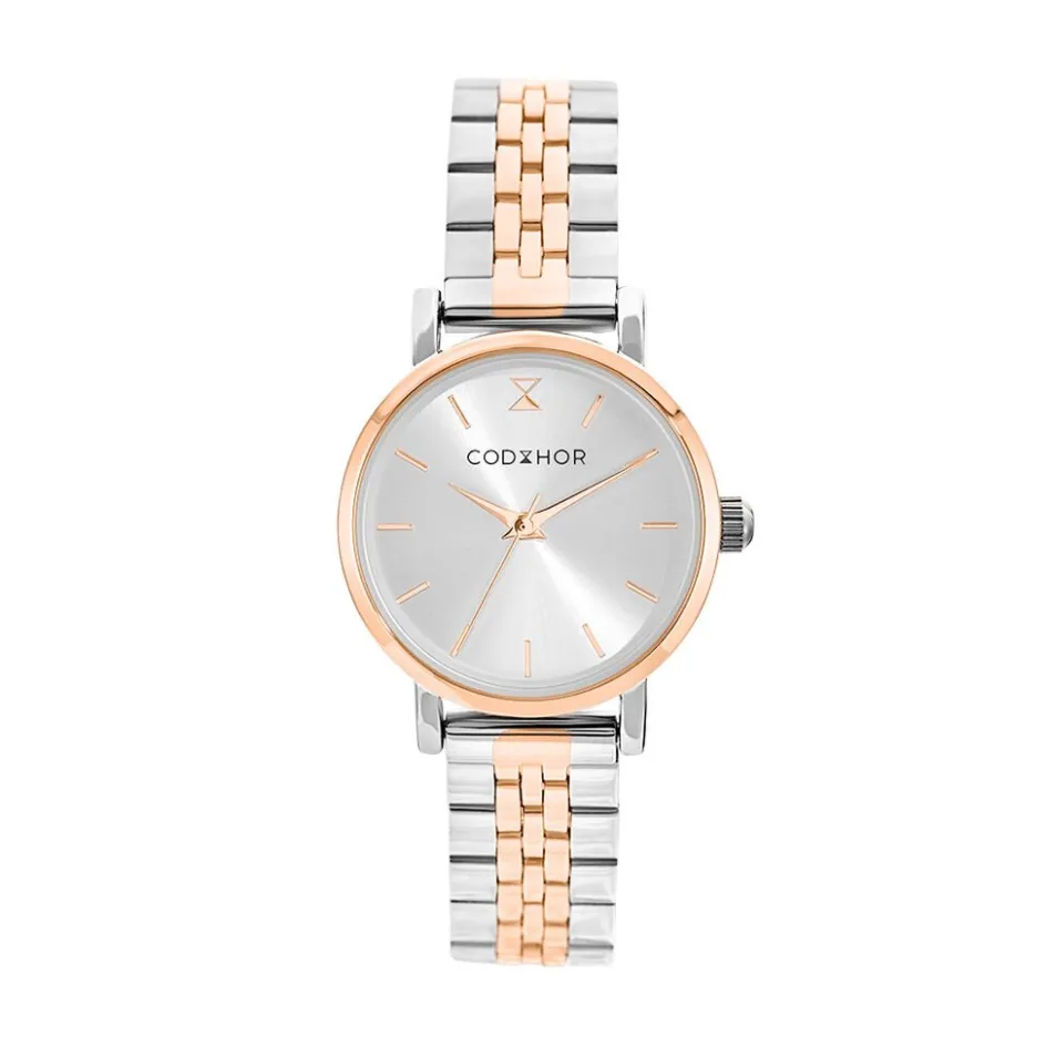 Discount CODHOR Montre Alix Argenté cadran bicolore blanc / rose fond argenté bracelet acier bicolore