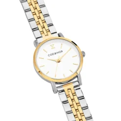 New CODHOR Montre Alix Blanc cadran bicolore doré / blanc fond blanc bracelet acier bicolore