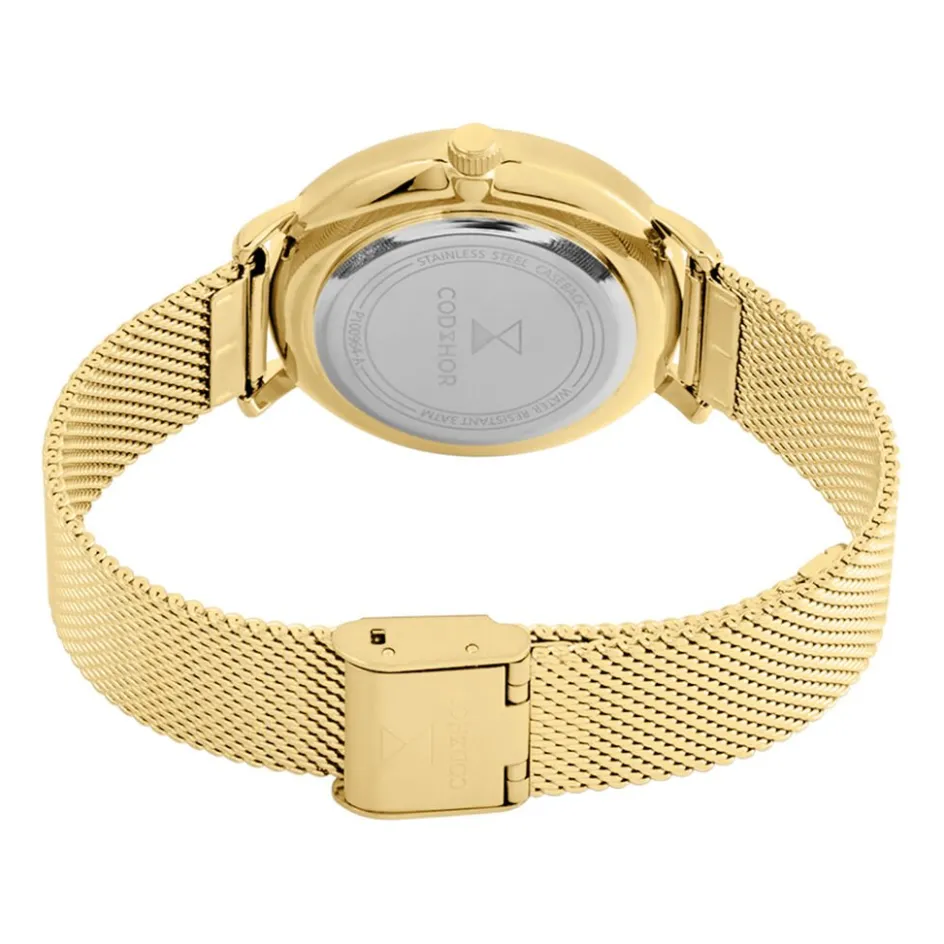 New CODHOR Montre Amele Bleu cadran doré fond bleu bracelet acier doré