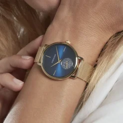 New CODHOR Montre Amele Bleu cadran doré fond bleu bracelet acier doré