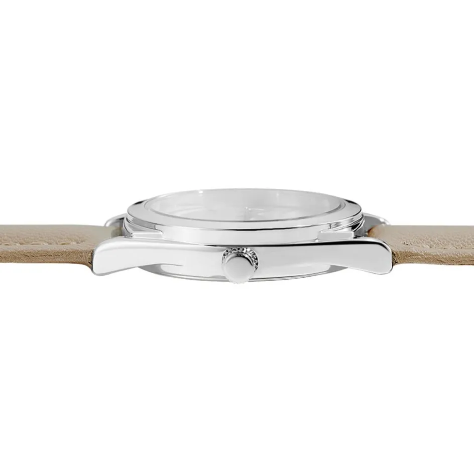 CODHOR Montre Anais Argenté cadran argente fond argenté bracelet synthétique beige