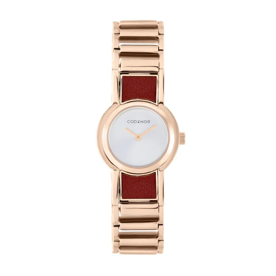 Online CODHOR Montre Andree Argenté cadran rose fond argenté bracelet alliage rose