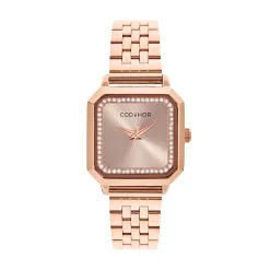 Best CODHOR Montre Carla Rose cadran rose fond rose bracelet acier rose