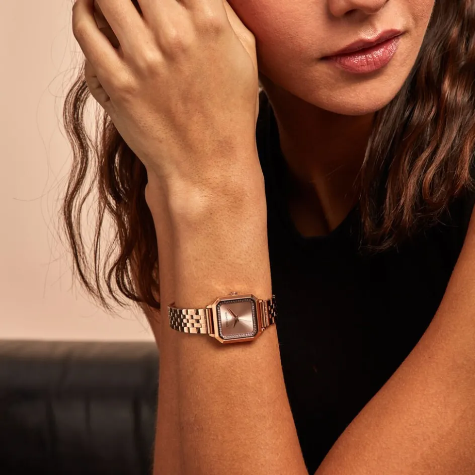 Best CODHOR Montre Carla Rose cadran rose fond rose bracelet acier rose