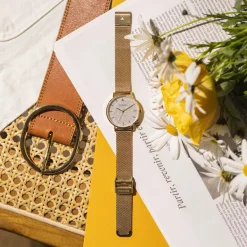 Online CODHOR Montre Cindy Argenté cadran doré fond argenté bracelet acier doré