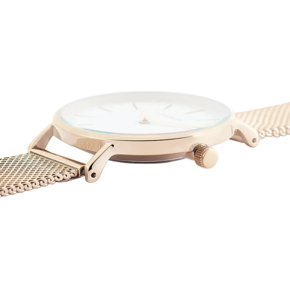 Hot CODHOR Montre Cindy Blanc cadran doré rose fond blanc bracelet acier doré