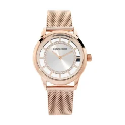 Online CODHOR Montre Cloe Rose cadran doré rose fond rose bracelet acier doré rose