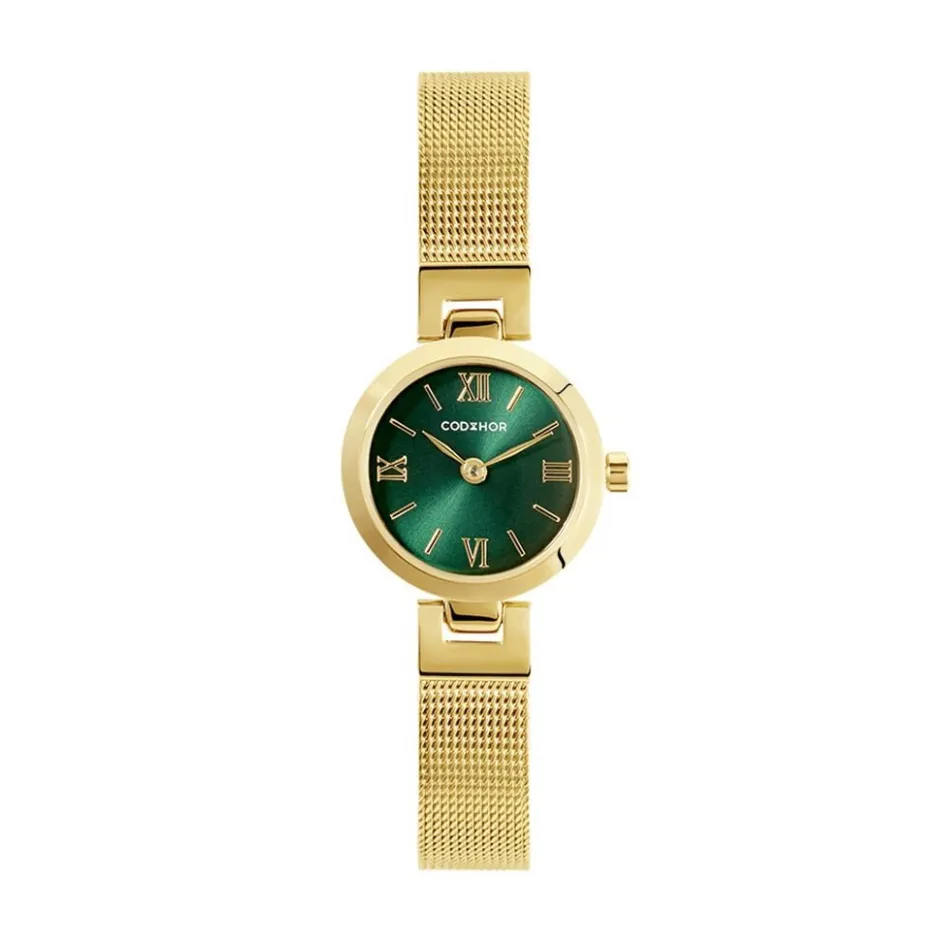 CODHOR Montre Eleonorine Vert cadran doré fond vert bracelet acier doré