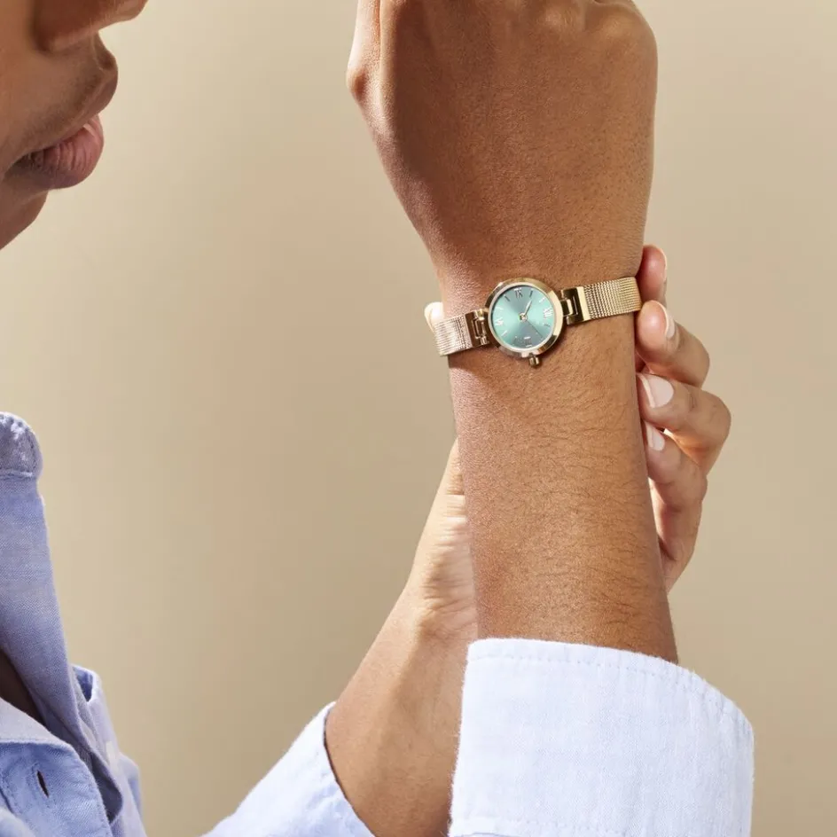 CODHOR Montre Eleonorine Vert cadran doré fond vert bracelet acier doré