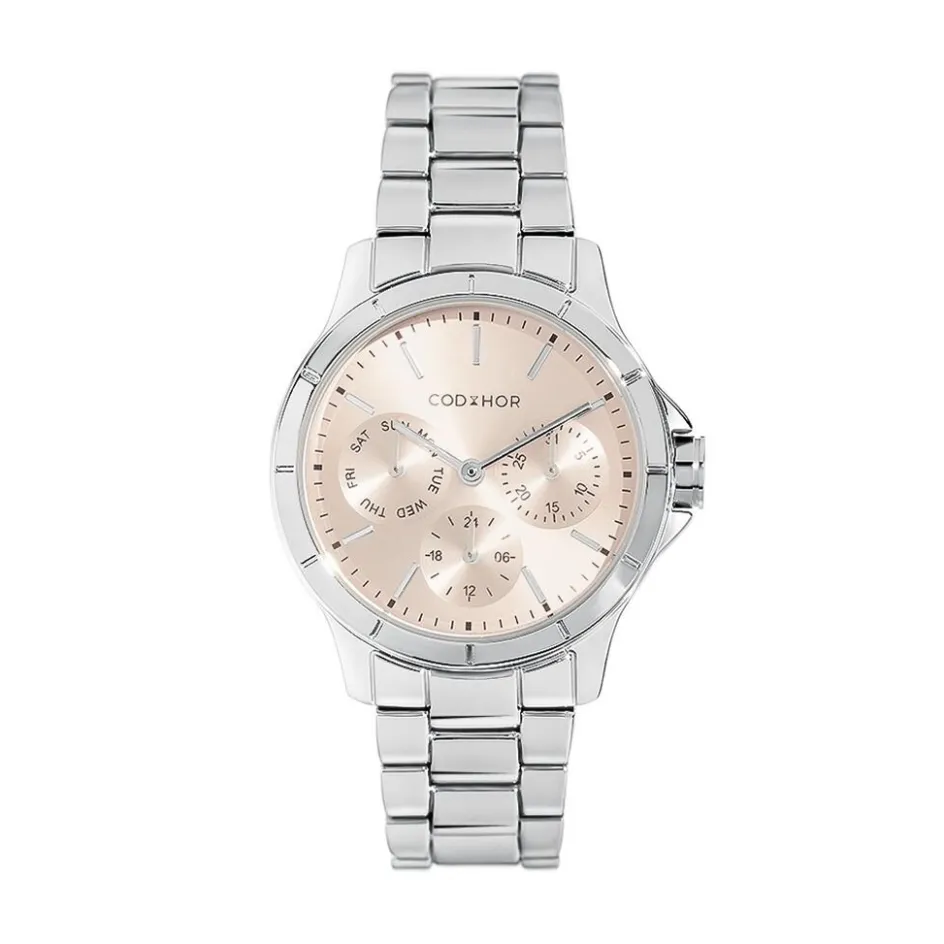 Clearance CODHOR Montre Juliette Rose cadran argenté fond rose bracelet alliage argenté
