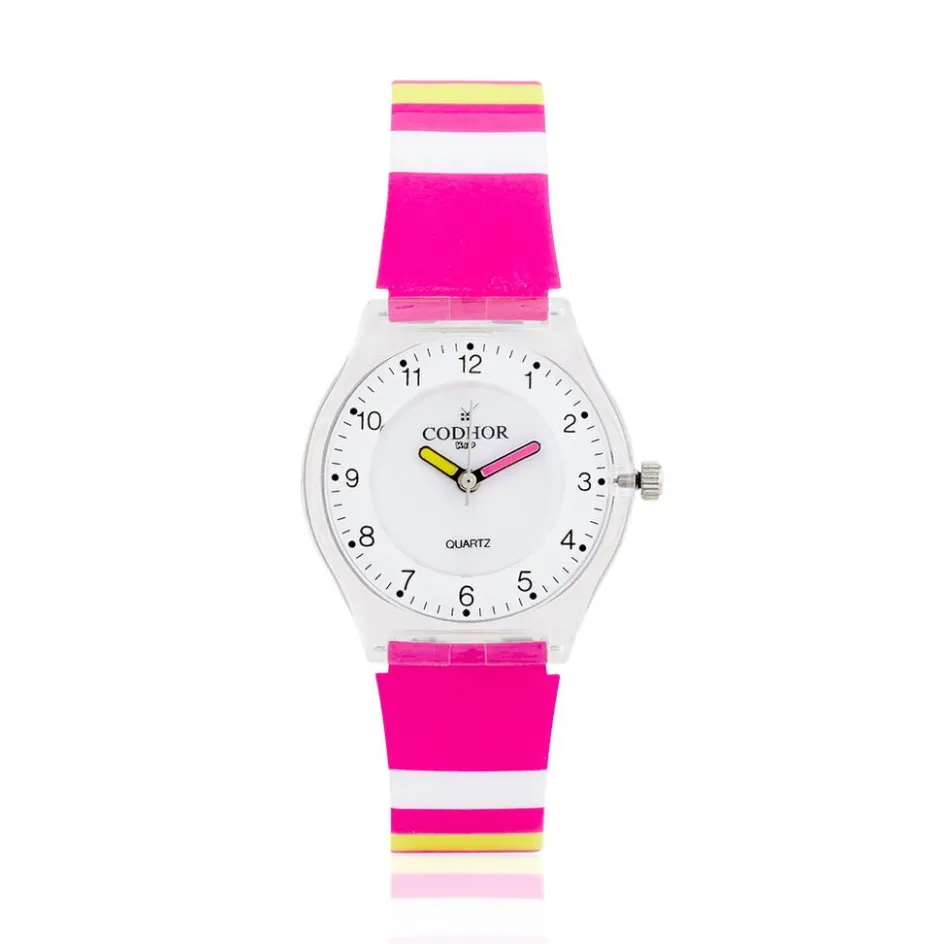 CODHOR Montre Kid Rayure Blanc* Montres Petits Prix