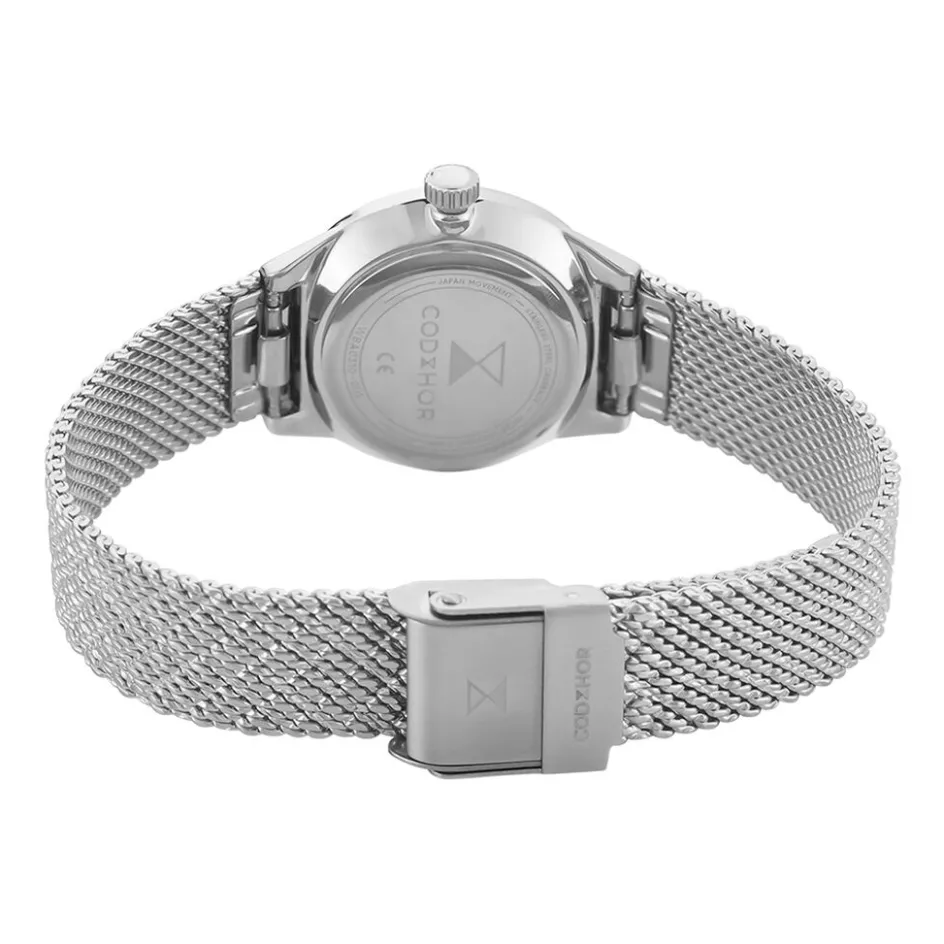 Hot CODHOR Montre Lola Noir cadran argenté fond noir bracelet acier argenté