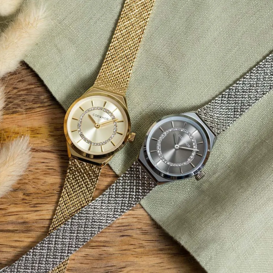 Hot CODHOR Montre Lola Noir cadran argenté fond noir bracelet acier argenté