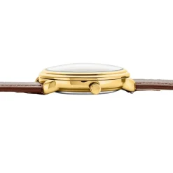 Best CODHOR Montre Louna Argenté cadran doré fond argenté bracelet synthétique marron