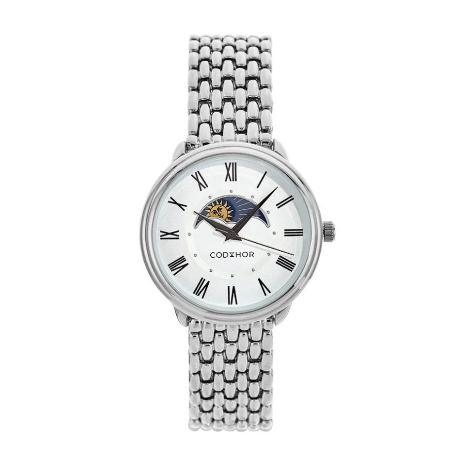CODHOR Montre Louna Argenté cadran argenté fond argenté bracelet alliage argenté