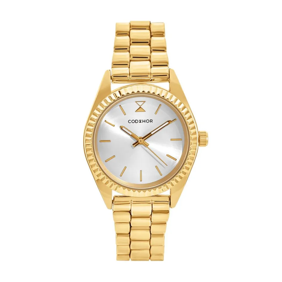 Discount CODHOR Montre Sandy Blanc cadran doré fond blanc bracelet alliage doré