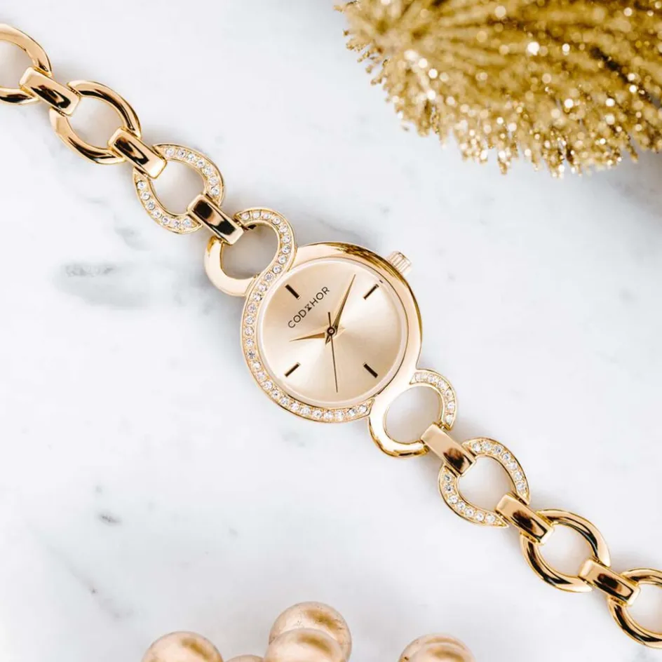 New CODHOR Montre Sarah Doré cadran doré fond doré bracelet alliage doré