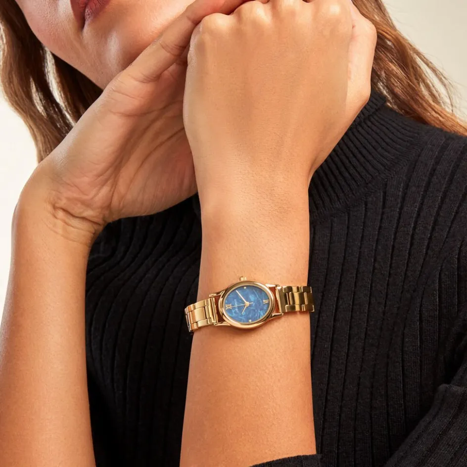 Online CODHOR Montre Suzanne Bleu cadran doré fond bleu bracelet acier doré