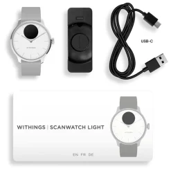 Clearance WITHINGS Montre Connectée Scanwatch Light cadran argenté bracelet silicone gris