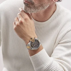 New DIESEL Montre Mega Chief Noir cadran tricolore fond noir bracelet acier bicolore