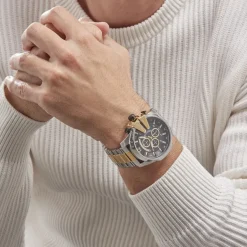 New DIESEL Montre Mega Chief Noir cadran tricolore fond noir bracelet acier bicolore