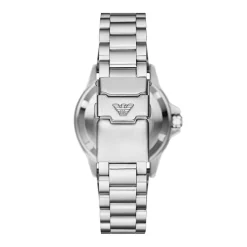 Online EMPORIO ARMANI Montre Bleu cadran argenté fond bleu bracelet acier argenté