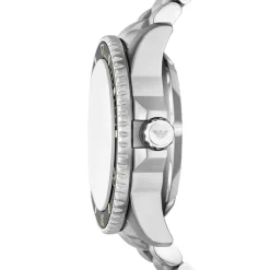 Hot EMPORIO ARMANI Montre Sea Explorer Jaune cadran argenté fond jaune bracelet acier argenté