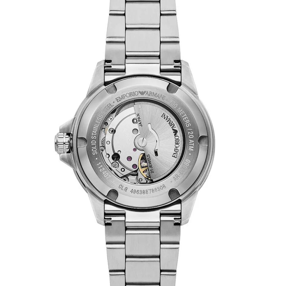 Best EMPORIO ARMANI Montre Vert cadran argenté fond vert bracelet acier argenté