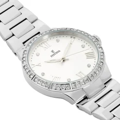 New FESTINA Montre Boyfriend Blanc cadran argenté fond blanc bracelet acier argenté