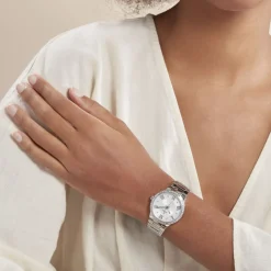 New FESTINA Montre Boyfriend Blanc cadran argenté fond blanc bracelet acier argenté