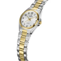 Hot FESTINA Montre Classics Blanc cadran argenté fond blanc bracelet acier bicolore