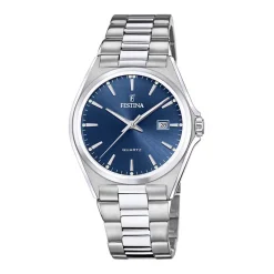 Clearance FESTINA Montre Classics Bleu cadran argenté fond bleu bracelet acier argenté