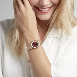 New FESTINA Montre Mademoiselle Rouge cadran doré rose fond rouge bracelet acier doré rose