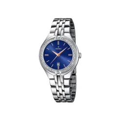 Sale FESTINA Montre Mademoiselle Bleu cadran argenté fond bleu bracelet acier argenté