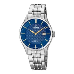 Clearance FESTINA SWISS MADE Montre 40 Bleu London cadran argenté fond bleu london bracelet acier argenté