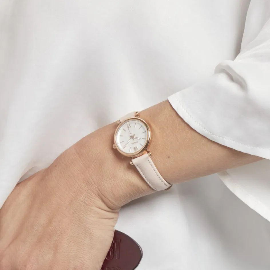 Clearance FOSSIL Montre Carlie Mini Nacre cadran doré rose fond nacre bracelet cuir doré rose